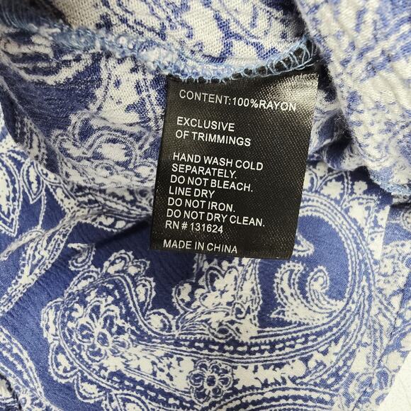 Caleaas Top Blouse Size XL Embroidered Bohemian 3/4 Sleeve Gauze Paisley Boho - Picture 8 of 8